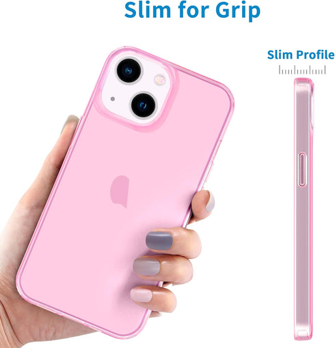 JJGoo Compatible with iPhone 13 Case, Clear Pink Soft Shockproof Protective Slim Thin Phone Bumper Cover for iPhone 13-6.1 inch 2021...