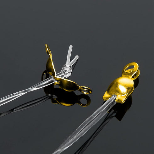 Syhood 1400 Pieces Bead Tips Knot Covers Bulk Clamshell Bead Tips for Jewelry Making Open End Caps Knot Covers for DIY Bracelet Necklaces Earrings...