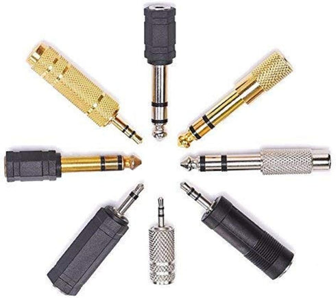Nightwolf 8 Pieces Audio Adapter Headphone Adapter Gold Stereo Adapter 6.35mm 1/4inch to 3.5mm 1/8inch 3.5 mm to 2.5mm Mic Plug Adapter Connector...