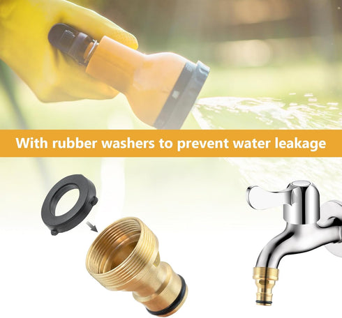 Garden Mixer Tap Hose Fitting Set, 1pcs Hose End Connector 1pcs Tap Adaptor, for 1/2" Plastic Quick Connector and Standard Threaded Tap, for Irrig...