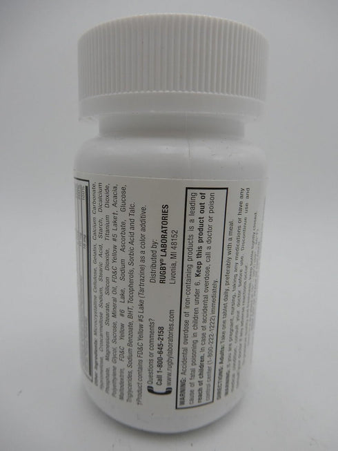 Rugby Tab-A-Vite Multivitamin with Iron and Beta-Carotene Multivitamin/Mineral Supplement - 100 Tablets...