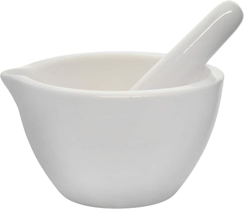 EISCO Porcelain Mortar & Pestle Set, 5oz (150ml) - Unglazed Grinding Surface - Excellent for Kitchen or Laboratory - Grinds Powdered Chemicals, He...