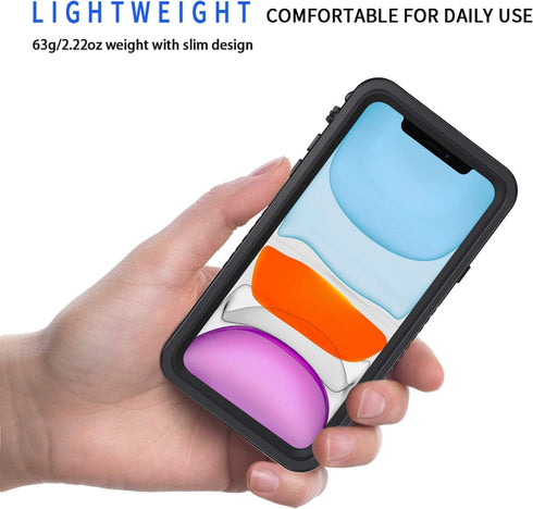 Lanhiem for iPhone 11 Case, IP68 Waterproof Dustproof Case with Built-in Screen Protector, Heavy Duty Full Body Protective Clear Back Phone Cover ...