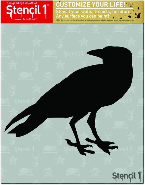 Stencil1 Raven Stencil 8.5 x 11 - Durable Quality Reusable Stencils for Drawing Painting - Bird Stencil Animal Nature Halloween Decorating Items a...
