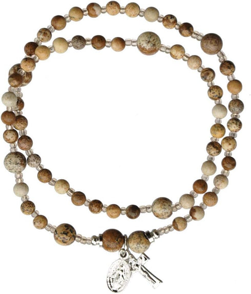 Picture Jasper Twist 4mm Rosary Bracelet...