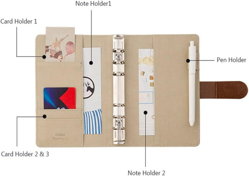 A6 Cute Simple Binder Hand Books for Diary PU Leather Journal Writing Notebook Loose Notebook Handbook Notepad Business Hand Books Great Stationer...