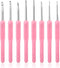 8PCS Crochet Hooks Set Pink Crochet Set Smooth Knitting Needles Kit Silicone Crochet Hook......