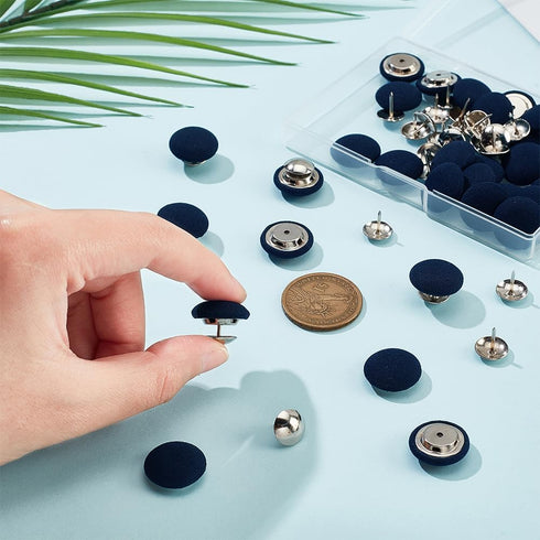 BENECREAT 32 Sets 0.67Inch Baseball Cap Button Top Replacement Hats Buttons, Prussian Blue Cloth Covered Hat Button for Hat Replacement Repair Jea...
