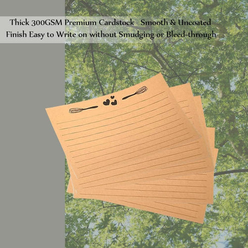 20 Pack Recipe Cards, Kraft Double Sided Recipe Cards 4 x 6 Inch Cooking Recipe Cards Cardstock Recipe Cards with Line Printed Large Writing Space...