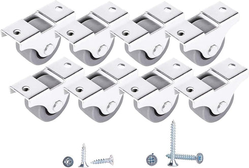 (Pack of 8) 1"" / (25 mm) Small Wheel Castors Rubber Wheels for Furniture Not Swivelling Non-Plastic Casting Device & Equipment Small Wheel Caster...