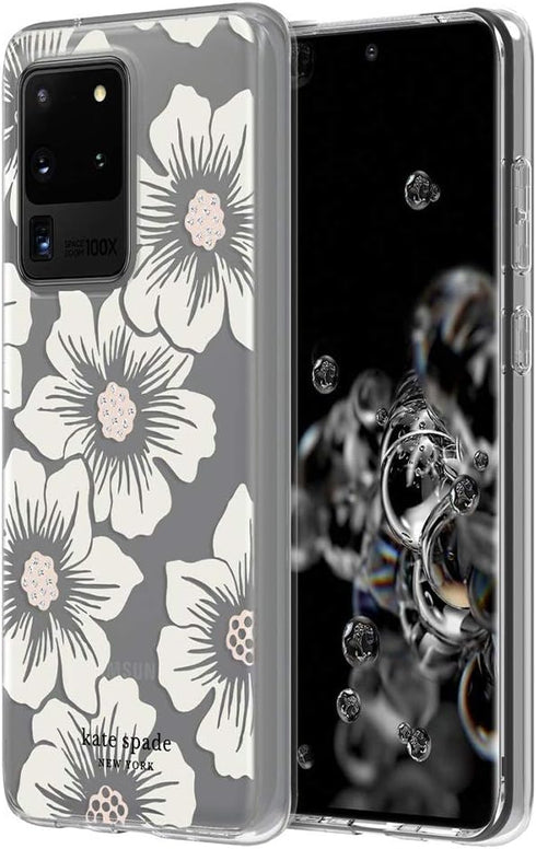 Kate Spade New York Protective Hardshell Case (1-PC Comold) for Samsung Large - Hollyhock Floral Clear/Cream with Stones...