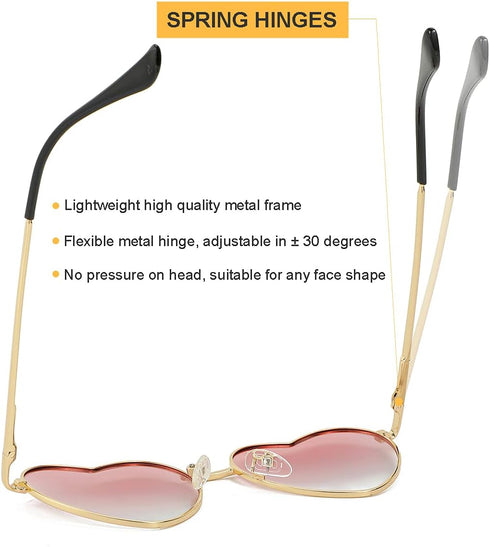 Polarized Heart Shaped Sunglasses for Women Metal Frame Cute Lovely Glasses 100% UV Protection...
