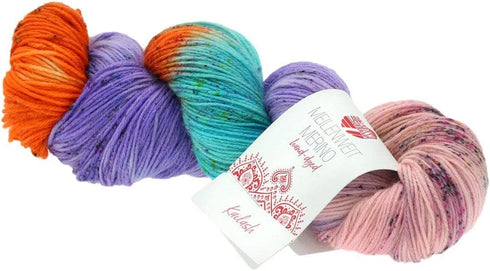 Lana Grossa Hand Dyed Meilenweit 100 Merino Rainbow Yarn, 616 Vipin......