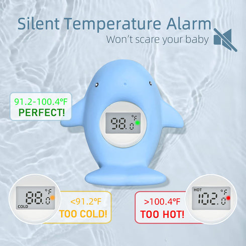 Baby Bath Tub Thermometer - Bathtub Water Thermometer with Room Temperature - Safety Floating Whale Bathtub Toy - New Upgraded Mute Flashing Alert...