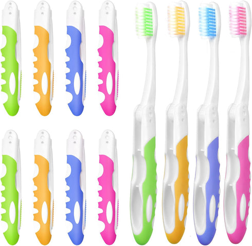 EasyHonor Travel Toothbrush Bulk, Folding Toothbrush with Medium Soft bristles, for Hiking, Camping, Traveling, School, and Home Supplies. (12 Pcs...