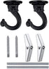 2 Sets 55mm/2.17" Ceiling Metal Ceiling Hooks, Heavy Duty Swag Ceiling Hooks with Hardware for Hanging Plants/Chandeliers/Wind Chimes/Ornament (Bl...