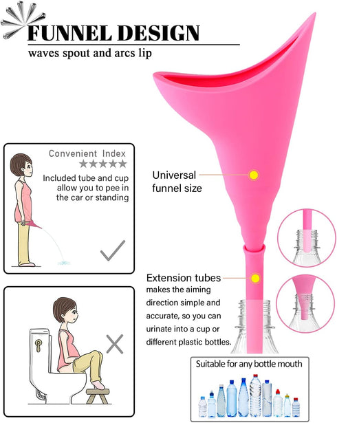 Female Urination Device with Cup, Female Urinals Portable Pee Funnel for Women - Standing Up to Pee Anywhere, Womens Pee Funnel Camping/Hiking Gea...