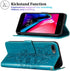 for iPhone 7/8 Plus Wallet Case, 6/6S Plus Case, Butterfly Floral Embossed, Wrist Strap, Card Holder Slots,Stand Leather Protective Flip Cover (Bl...