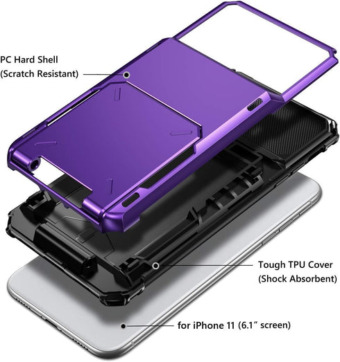 Vofolen Case for iPhone 11 Case Wallet 4-Card Holder ID Slot Flip Door Hidden Pocket Anti-Scratch Dual Layer Hybrid TPU Bumper Armor Protective Ha...