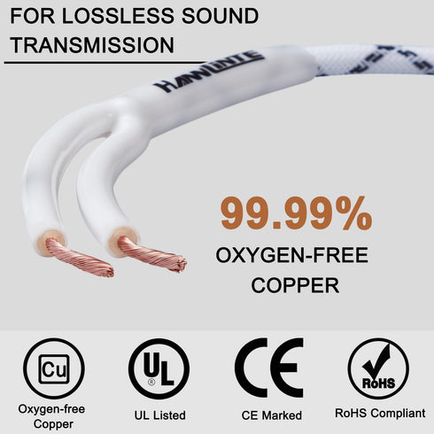 12AWG Speaker Cable (3 Feet), 1 Pack Premium Heavy Duty Braided Speaker Wire with Dual Gold Plated Banana Plug in-Wall CL2 Rated, Oxygen-Free Copp...
