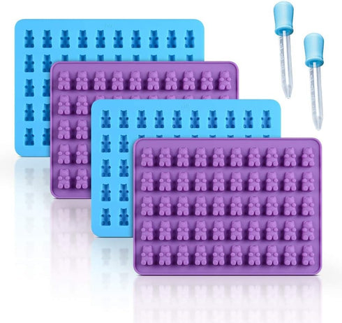 Gummy Molds Bear Candy Silicone - Mini Size Chocolate Gummy Molds with 2 Droppers Nonstick Food Grade Silicone Pack of 4...