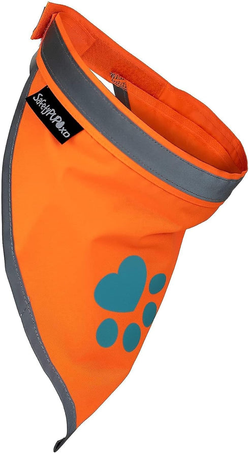 Orange Dog Bandana. Hi-Visibility Reflective Blaze Orange Velcro Bandana for Large and Small Pets. Safety Accessories for Walking, Camping, and Of...
