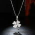 Platinum plated Four Leaf Clover Pendant Necklace, Heart Leaves Paved with Cubic Zirconium Diamond Gift for Women Girls 18"+2" extension chain...