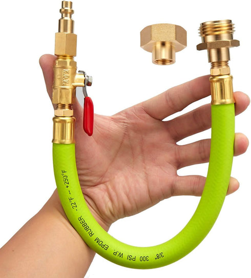 Lead -Free Brass 16.9" Winterize Sprinkler System RV Motorhome Boat Camper and Travel Trailer: Air Comp Quick-Connect Plug To 3/4" Garden Hose Fau...