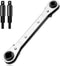 Hvac Service Flat Wrench Tools:3/16” to 3/8” 5/16'' x 1/4''Air Conditioner Valve Flat Ratchet Wrench with 2 Hexagon Bit Adapter Kit for Air Refrig...