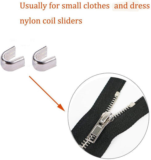 PH PandaHall 60pcs 4 Size Metal Zipper Head Sliders Retainer Insertion Pin (12 Sets), 12 Pairs Top Stop Plug, 12pcs Bottom Stopper for Coats Jacke...
