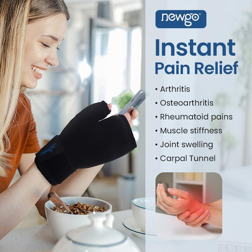 NEWGO Hand Ice Pack Gloves for Hand Arthritis, Wrist Ice Pack Gel Cold Gloves Hot Cold Therapy for Tendinitis, Carpal Tunnel - Black...