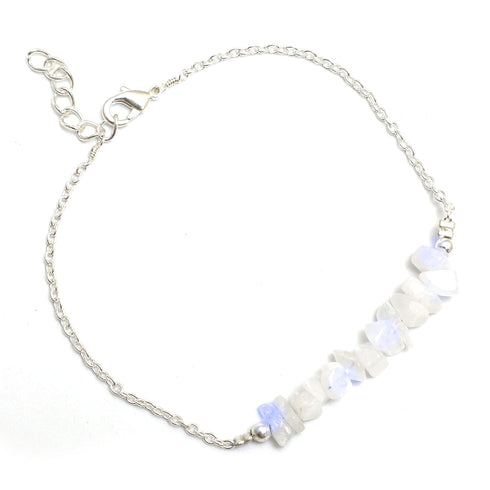 Gempires Natural Moonstone Bar Bracelet, New Beginning Gemstone, June Birthstone Jewelry, Perfect Gift, Adjustable 7 to 8-inch Chain (Moonstone)...