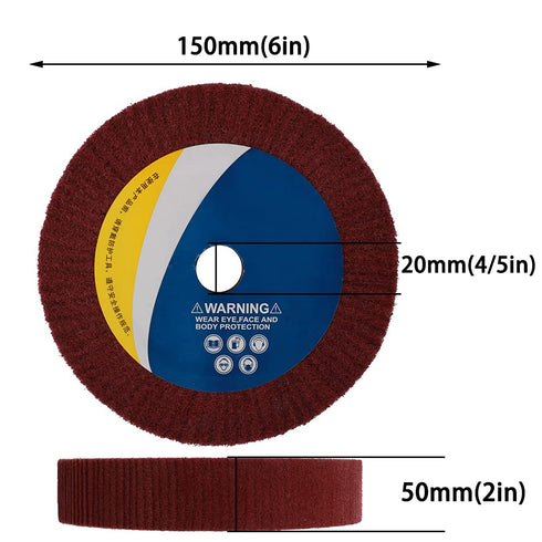 6inch Non-Woven Abrasive Grinding Flap Wheel Nylon Fiber Wheel Scouring Buffing Pad for Rotary Tool 2inch Thickness 240 Grit Red...