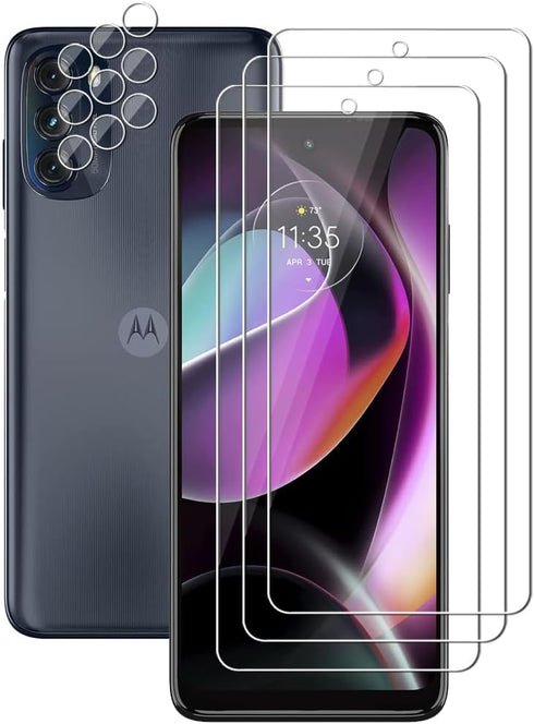 (3+3 For Motorola Moto G 5G 2022 (3 Pack) Tempered Glass Screen Protector and (3 Pack) Camera Lens Protector, 9H Hardness, 2.5D, Anti Scratch, HD ...