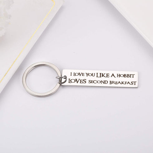 Ukodnus I Love You Like a Hobbit Loves Second Breakfast Keyring for Lord of the Rings Lover Fans Keychain Gifts Boyfriend Girlfriend Valentine's D...