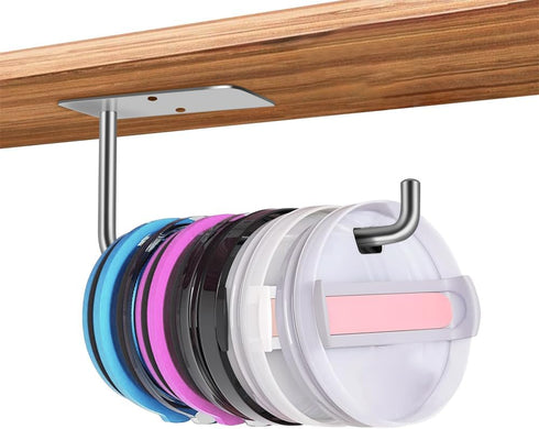 MGahyi Tumbler Lid Organizer, Space Saving Cup Lid Organizer Self-Adhesive or Drilling Tumbler Lid Hook for Kitchen Organizers and Storage(Silver)...