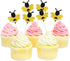 24 Pack Glitter Bumble Bee Cupcake Toppers for Gender Reveal Party Decorations and Baby Shower Party Decorations...