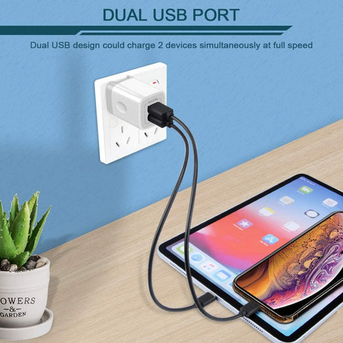 USB Wall Charger, Foldable Charger Adapter, AILKIN 2Pack 2.4Amp Dual Port Quick Charger Plug Cube AC Travel Box for iPhone 15 14 Pro Max 13 12 11P...