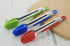Small Tongs with Silicone Tips 7-Inch Mini Serving Tongs, Set of 3 (Red Blue Green)...