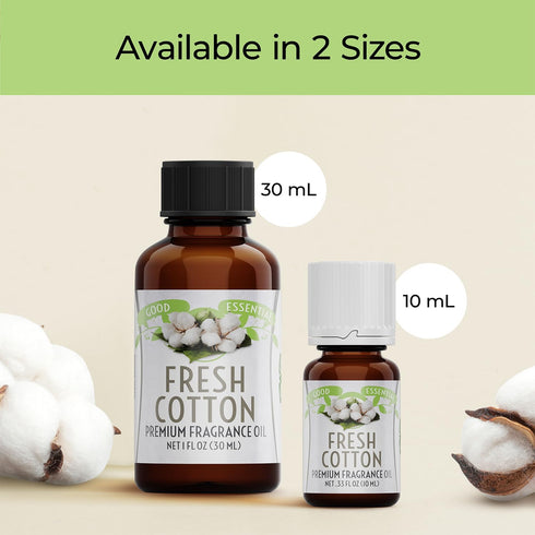 Good Essential - Fresh Cotton Fragrance Oil for Laundry, Dryer Balls, Soap Making, Candle Making, Lotions, Diffuser - 0.33 fl oz...