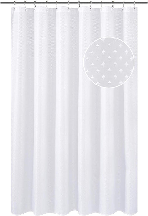 N&Y HOME Hotel Fabric Shower Curtain or Liner, Cloth Textured White Shower Curtain with Bottom Magnets, Machine Washable, 72 x 72 inches for Bathr...