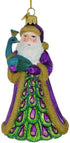 Noble Gems Santa with Peacock Glass Christmas Tree Ornament NB1488...