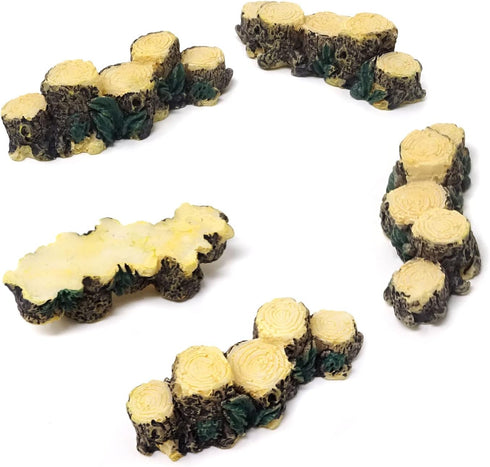 Honbay 8PCS Mini Resin Wooden Style Benches Artificial Root Stump Miniature Fairy Garden Ornaments for Moss Terrariums Landscape Dollhouse Accesso...