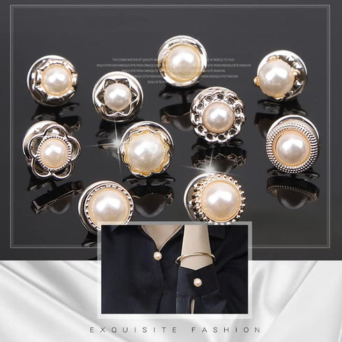 20Pcs Women Shirt Brooch Buttons Pearl No Sew Button Pins Safety Rhinestones Mini Brooch Pins Cover up Button(Rhinestone and pearl buttons)...