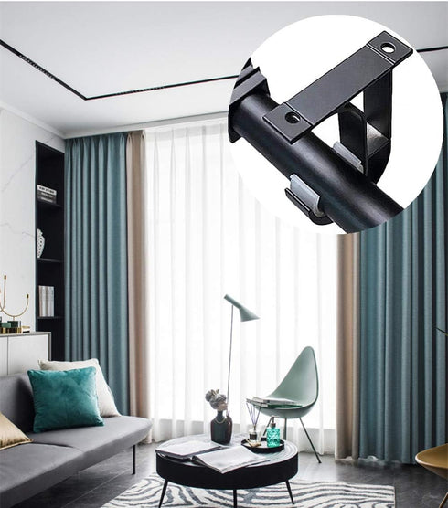 Curtain Rod Brackets 2pcs Black Curtain Rod Holder for Drapery Rod with Diameter 1-1/8"(28mm) Window Drapery Rod Bracket Installed to The Ceiling ...