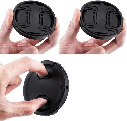 2-Pack 49mm Front Lens Cap Cover with Deluxe Cap Keeper for Canon EOS R100 R50 R10 with RF-S 18-45mm Kit Lens, for Canon EOS M50 M6 Mark II M5 M6 ...