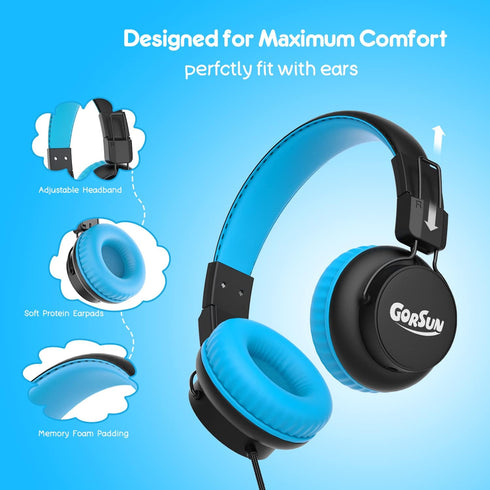 gorsun Kids Headphones, 85dB/94dB Volume Limited, Wired Headphones with Mic, Sharing Function, Adjustable Toddler Headphones for School/Tablet/PC....