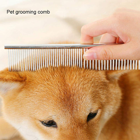Pet Steel Comb with Rounded Ends Stainless Steel Teeth,metal Cat Dog Comb for Removing Tangles and Knots,Poodle Grooming Deshedding Tool, 7 1/2-in...