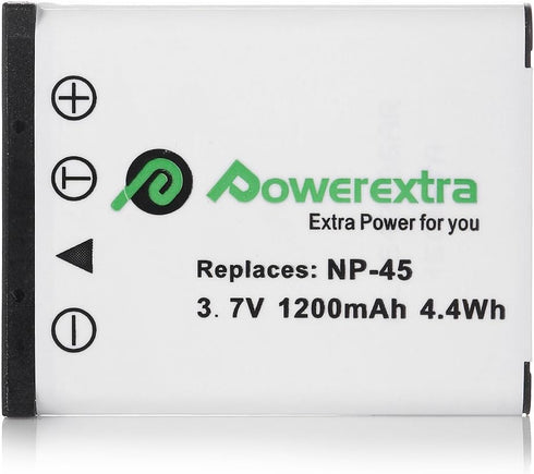 Powerextra 2 x NP-45 NP-45A NP-45B NP-45S Battery Compatible with Fujifilm INSTAX Mini 90, FinePix XP20 XP22 XP30 XP50 XP60 XP70 XP80 XP90 XP120 X...
