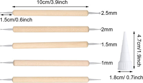 20 Pieces Snip Tip Applicator Tips for E6000 Craft Glue 3.7 oz Tubes, 5 Pieces Wooden Ball Stylus Dotting Tools Kit for Rock Painting Pottery Clay...